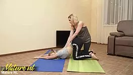 hey babe ready for yoga with this hot milf licking your pussy?