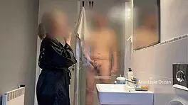 i catch husband stroking stepmom in bathroom and join the fuck