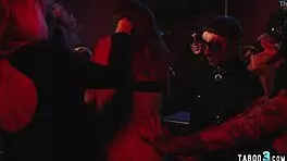 milf tricks shy teen into public strapon double penetration orgy