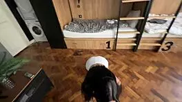 naughty dorm mate watches deep doggystyle pounding