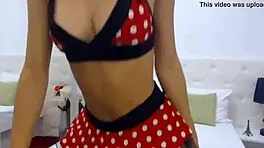 omg cute teen in minnie mouse dress teases her tight pussy live
