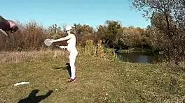 Autumn's Cute Milf Strips for Naked Public Badminton and Doggy Pound