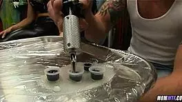 Horny blonde cougar milf flaunts massive fake tits begging for intense cock worship action