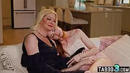 blonde big tits milf seduces petite redhead teen pussy licking lesbian taboo play