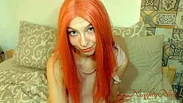 finger deep into sexy redhead's wet pussy