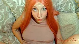 finger deep into sexy redhead's wet pussy