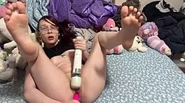 skinny teen caught fingering pussy then fucked hard by big cock creampie finish