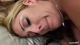 Blonde Cougar Strapon Deflowers Petite Natural Tits Lesbian!