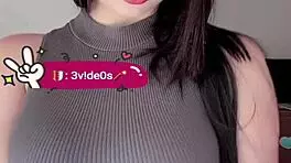 Petite Colombian beauty flaunts her perky tits in steamy close-up tease