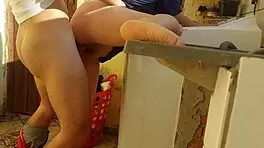 Married Brazilian housewife pays repairman with her fat juicy pussy close-up.