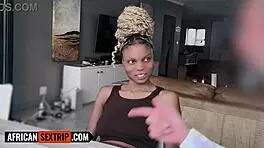 18yo ebony's big natural tits stripped and pounded by boyfriend's monster cock