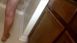 Super Petite Blonde Mom Sloppy Blows Big Black Cock in Kitchen