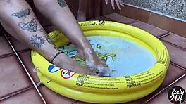 skinny babe and bbw milf trade hot lesbian skills