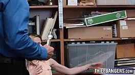 petite shoplifter strips bare for security guard deal