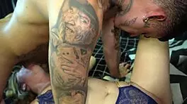 Curious wife hires fit young stud for intense cum facial payoff