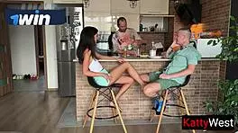 Cheating Wife Fucks Hard While Husband Cooks Dinner