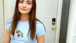 skinny brunette reese robbins deepthroats big cock milking cum mouth