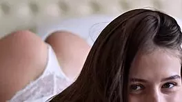 i can't stop staring at her perfect natural tits and that insane creampie finish