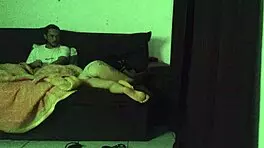 Sexy latina milf rides big cock cowgirl on sofa moaning wildly in heat