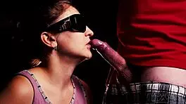 blindfolded milf cheats tasting friend's big cock cum in wild game