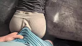 oh god pov white girl twerkin her ass on cock thru his boxers feels so good