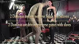 ach, these two dominas drive their bound slave insane with twisted cum games...