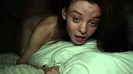 Skinny babe screams riding huge cock cowgirl style