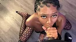 slim ebony's cum facial hides wild surprises