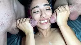 Petite Lunita Galactica sweats and squirts in wild threesome 🔥💦