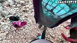 Skinny goth punk gives sloppy public blowjob facial cumshot outdoors