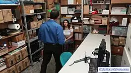 Busty Teen Babe Ravaged Hard by Guard in Office