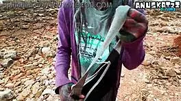 Skinny goth punk gives sloppy public blowjob facial cumshot outdoors