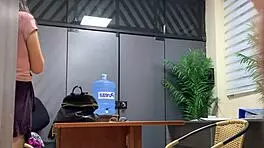 Nympho secretary in miniskirt bends over for professor's intense doggystyle pounding at university