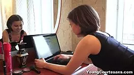 brunette teen courtesan jalace strips teases kisses to explosive orgasm