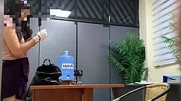 Nympho secretary in miniskirt bends over for professor's intense doggystyle pounding at university