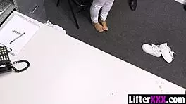 thief teen 18+ moans loud as officer fingers her tight ass deep then bends her over doggystyle