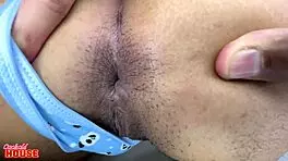 Young wife tries double play with toy and lover intimately