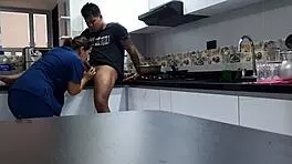 Convincing Curvy Latina Employee for Kitchen Fuck Part 2