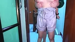 fuck this cute thai babe at door till creampie inside!