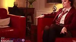 naughty college girl eagerly slurps on throbbing cock sloppily