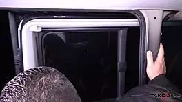 russian babe's wild ride ends with cumshot outside van