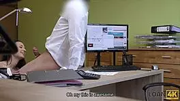 Kristy black trades tight pussy for tattoo saloon cash in hardcore office anal casting interview