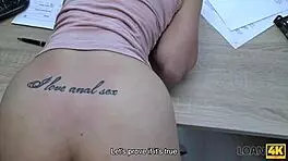 Kristy black trades tight pussy for tattoo saloon cash in hardcore office anal casting interview