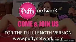 Daniella Bella teases her puffy wet pussy seductively