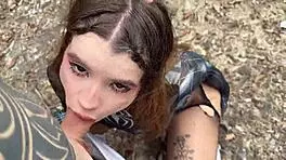 Alt spider-man suit girl railed every hole abandoned building