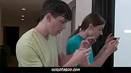 twin petite skinny girls yoga leads to steamy threesome fuck