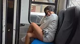 Public bus blowjob turns into wild hotel fuck with sexy petite babe!