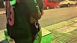 police carnival slut fists and creampies skinny wife's juicy pussy publicly