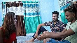 Girlfriend takes massive pounding in wild threesome with boyfriend and friend