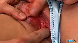 She argues seriously then takes massive facial cumshot from group masturbation session.